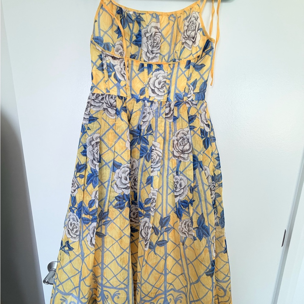 Floral Yellow and Blue Mini Dress